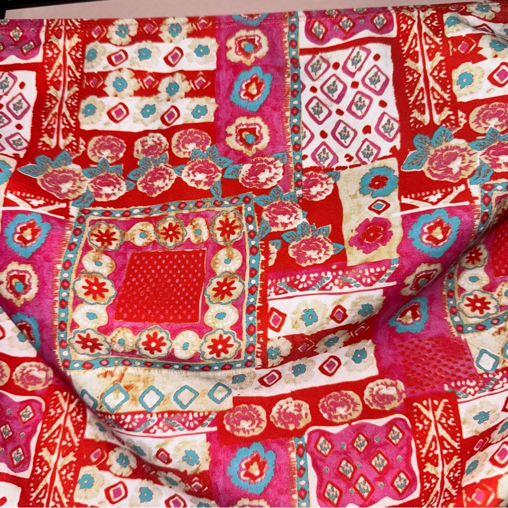 Reclaimed Vintage Pink Patchwork Strapless Ruched Tie Side Tube Top Size US 10 - Picture 2 of 6